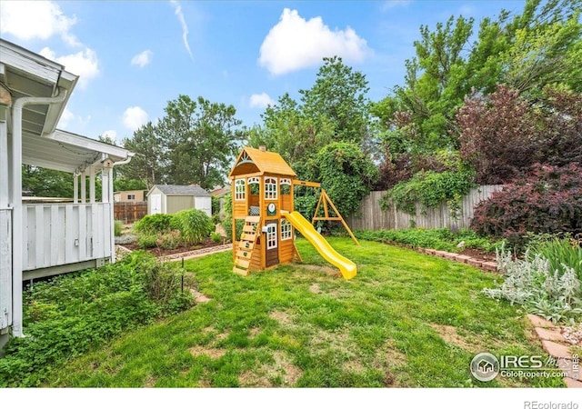 4324 W 22nd St, Greeley, CO 80634 - view of play area featuring a storage shed