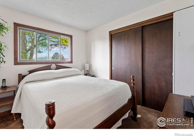 2110 Charro Ave, Longmont, CO 80504 - bedroom with a closet, carpet floors, and a textured ceiling