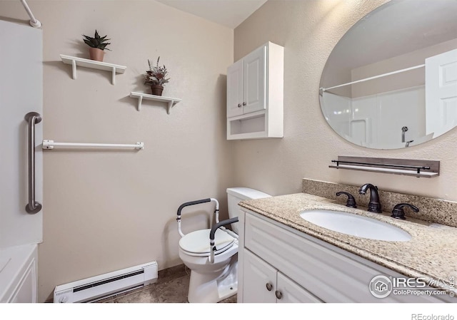 2912 Worthington Ave, Fort Collins, CO 80526 - bathroom featuring baseboard heating, vanity, and a shower