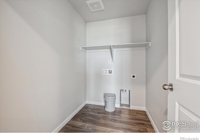 850 Mesic Ln, Windsor, CO 80550 - washroom with hookup for a washing machine, wood finished floors, and electric dryer hookup