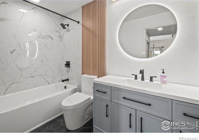 7414 Benton St, Arvada, CO 80003 - full bathroom with vanity and shower / tub combination