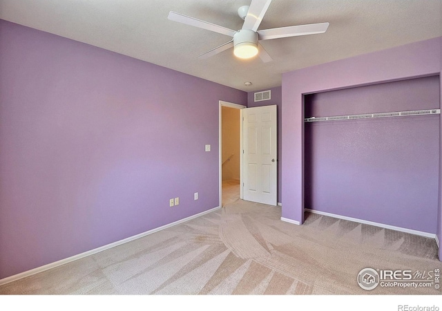 3228 Borrossa St, Evans, CO 80634 - unfurnished bedroom featuring carpet flooring, a closet, and ceiling fan