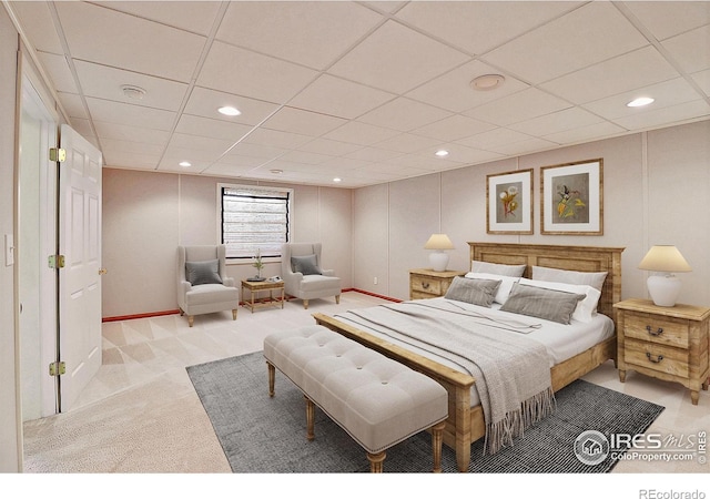 3228 Borrossa St, Evans, CO 80634 - bedroom with a paneled ceiling, light carpet, and recessed lighting
