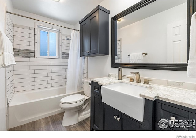 109 Sunflower Dr, Windsor, CO 80550 - bathroom with wood finished floors, vanity, and shower / bath combo