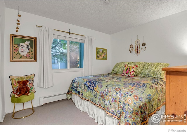 1113 Elysian Field Dr Unit A, Lafayette, CO 80026 - carpeted bedroom with baseboard heating and a textured ceiling