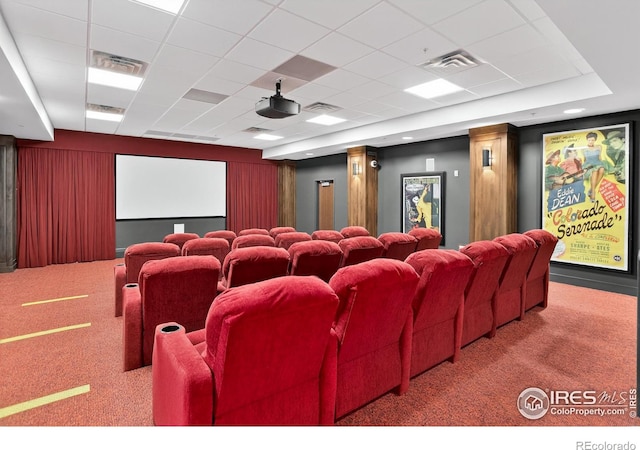 3601 Arapahoe Ave Unit 304, Boulder, CO 80303 - carpeted cinema room featuring a drop ceiling