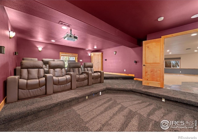 8416 Starfish Ct, Windsor, CO 80528 - carpeted cinema featuring recessed lighting and baseboards
