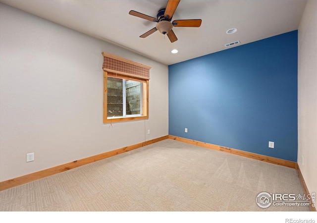 8416 Starfish Ct, Windsor, CO 80528 - carpeted empty room with a ceiling fan and recessed lighting