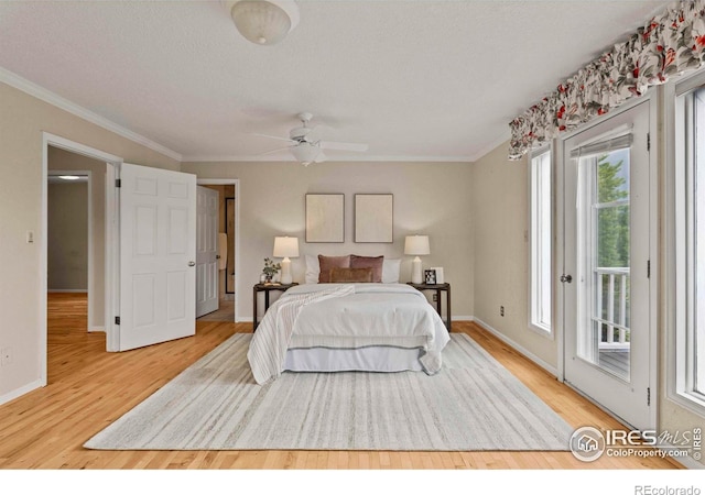 412 Terry Point Dr, Fort Collins, CO 80524 - bedroom with access to outside, wood finished floors, and ornamental molding