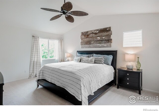 8367 Devinney St, Arvada, CO 80005 - carpeted bedroom with lofted ceiling and a ceiling fan