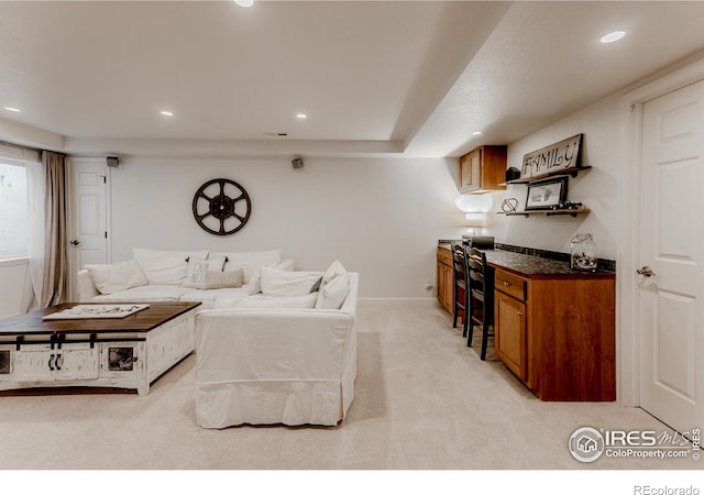 8367 Devinney St, Arvada, CO 80005 - living area featuring recessed lighting and light colored carpet