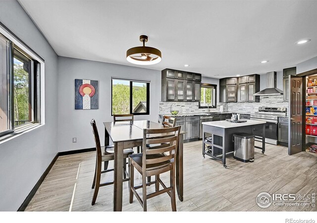 1424 Sheep Ridge Rd, Fairplay, CO 80440 - dining space with healthy amount of natural light, light wood-style flooring, and recessed lighting