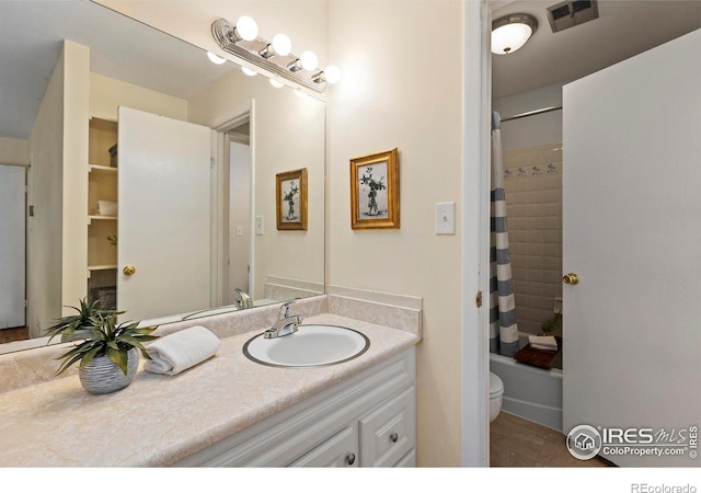705 E Drake Rd Unit 40, Fort Collins, CO 80525 - full bathroom featuring vanity, shower / bathtub combination with curtain, and tile patterned flooring