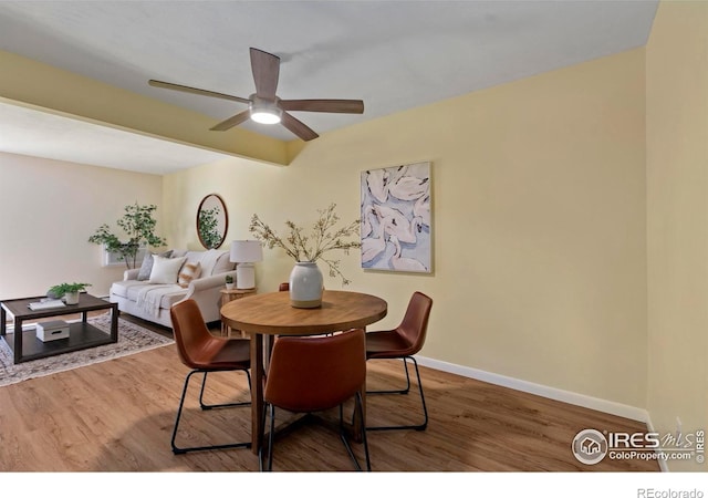 705 E Drake Rd Unit 40, Fort Collins, CO 80525 - dining space featuring ceiling fan and wood finished floors