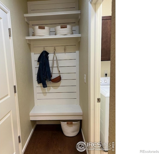 306 Baja Dr, Windsor, CO 80550 - mudroom featuring wood finished floors and washer / clothes dryer