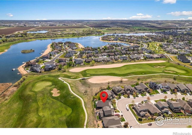 306 Baja Dr, Windsor, CO 80550 - aerial view of property and surrounding area with nearby suburban area, a nearby body of water, and a golf course