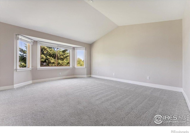 1206 Canvasback Ct, Fort Collins, CO 80525 - carpeted empty room featuring vaulted ceiling and baseboards