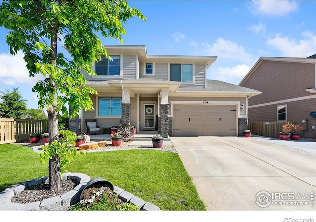 6504 Zimmerman Lake Rd, Timnath, CO 80547 - prairie-style house with driveway and covered porch