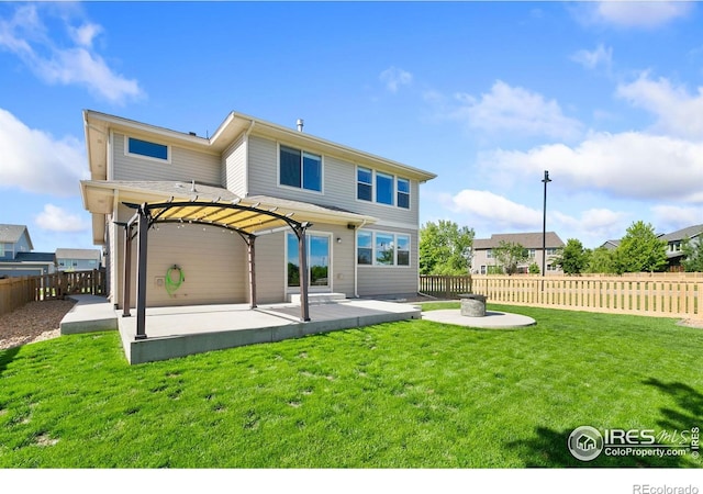 6504 Zimmerman Lake Rd, Timnath, CO 80547 - rear view of property with a patio, a fenced backyard, and a pergola