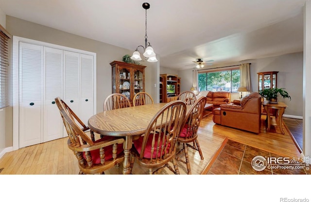 1112 E 16th St, Loveland, CO 80538 - dining room featuring a ceiling fan and light wood-style floors