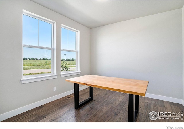 1550 Harebell St, Berthoud, CO 80513 - unfurnished office with baseboards and dark wood finished floors