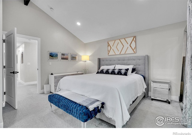 7146 Petursdale Ct, Boulder, CO 80301 - bedroom with carpet flooring, vaulted ceiling, and recessed lighting