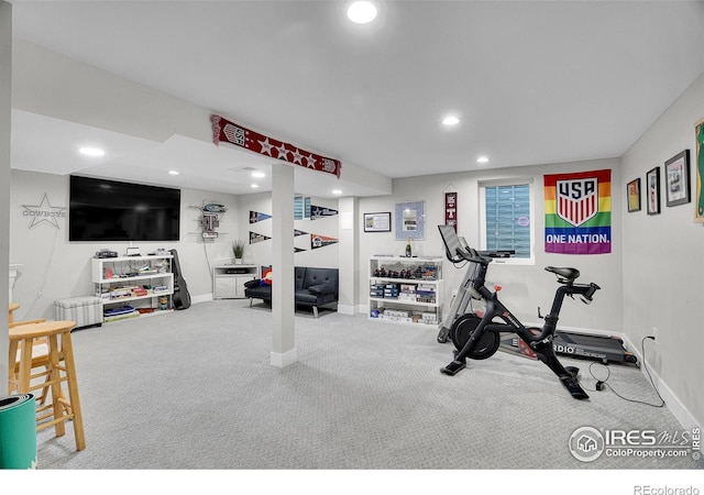 7146 Petursdale Ct, Boulder, CO 80301 - exercise area featuring carpet flooring and recessed lighting