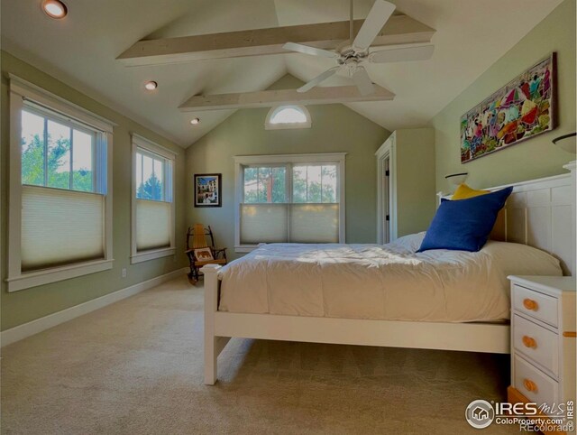 2204 Pine St, Boulder, CO 80302 - bedroom with light colored carpet, ceiling fan, and recessed lighting