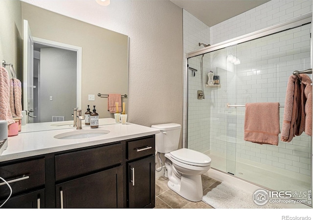 2716 San Cristobal Ct, Timnath, CO 80547 - full bath with vanity, a stall shower, and tile patterned floors