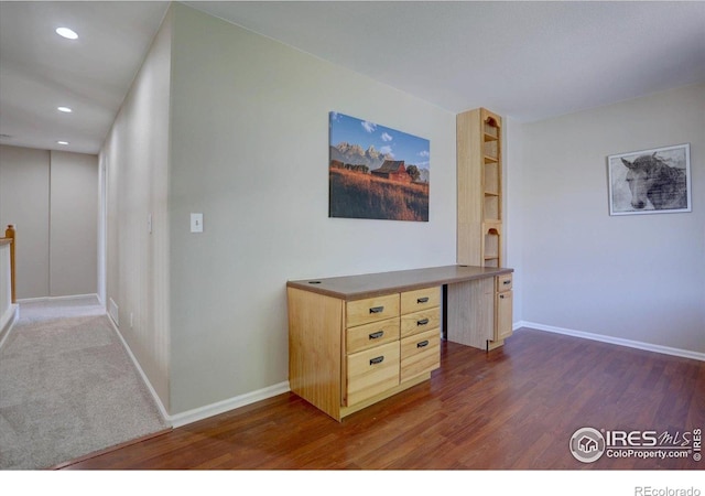 13382 Franklin St, Thornton, CO 80241 - hallway with dark wood finished floors and recessed lighting