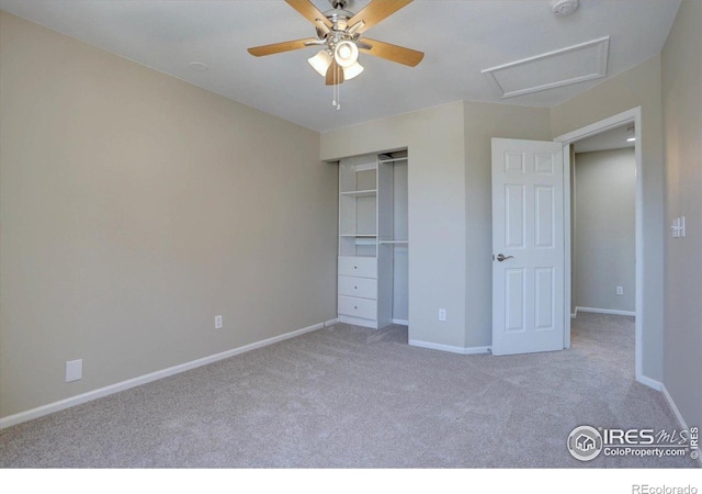 13382 Franklin St, Thornton, CO 80241 - unfurnished bedroom with carpet, attic access, a closet, and a ceiling fan