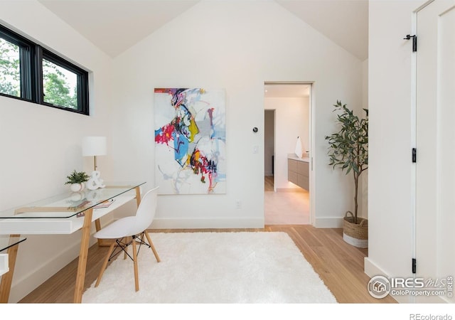 640 Iris Ave, Boulder, CO 80304 - office area with light wood-type flooring and vaulted ceiling