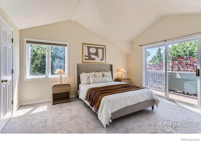 725 Union Ave, Boulder, CO 80304 - carpeted bedroom featuring access to exterior and vaulted ceiling