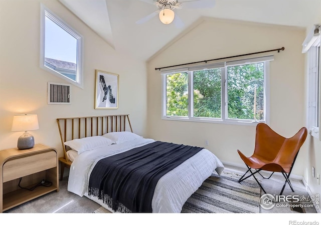 725 Union Ave, Boulder, CO 80304 - bedroom featuring carpet floors, lofted ceiling, and ceiling fan