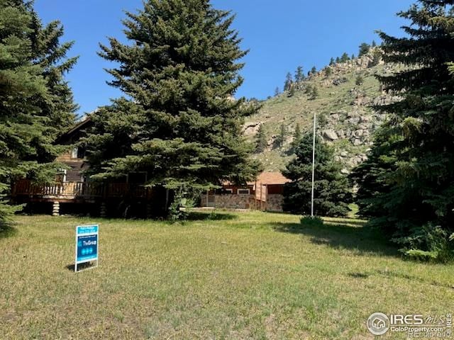 110 Meadow Ln, Bellvue, CO 80512 - view of green lawn featuring a wooden deck