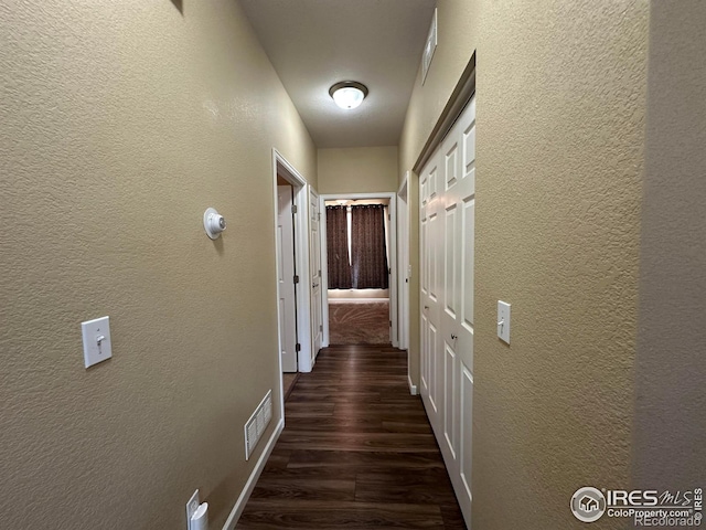 1238 Finch St, Loveland, CO 80537 - corridor featuring a textured wall and dark wood-type flooring