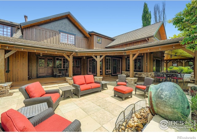 8576 Niwot Meadow Farm Rd, Niwot, CO 80503 - view of patio featuring an outdoor hangout area and outdoor dining area