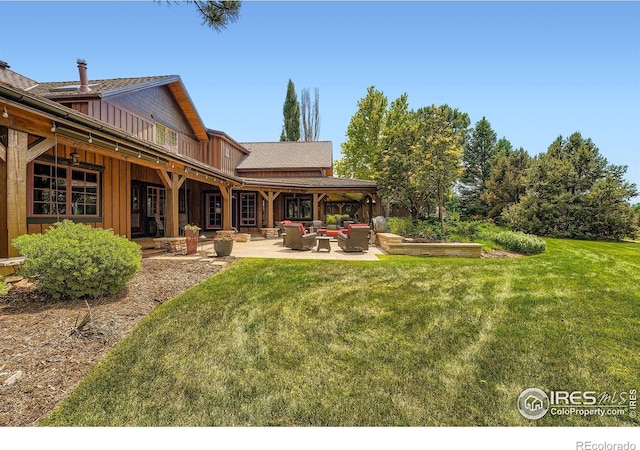 8576 Niwot Meadow Farm Rd, Niwot, CO 80503 - view of green lawn featuring outdoor lounge area and a patio