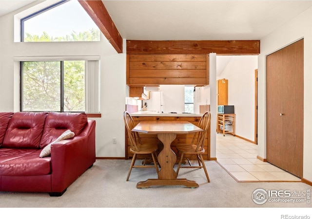4717 Tantra Dr Unit G, Boulder, CO 80305 - dining room with light colored carpet and beam ceiling