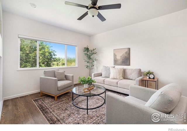 702 Cairnes Dr Unit B4, Fort Collins, CO 80524 - living area featuring wood finished floors and a ceiling fan