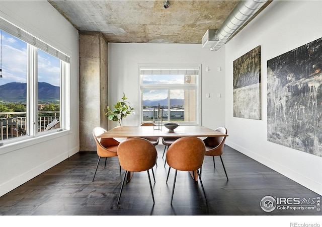 3401 Arapahoe Ave Unit 420, Boulder, CO 80303 - dining room with dark wood finished floors and a mountain view
