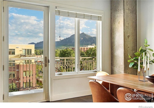 3401 Arapahoe Ave Unit 420, Boulder, CO 80303 - entryway featuring a mountain view and dark wood finished floors