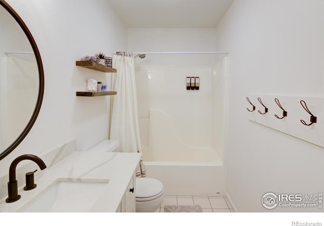 30795 W Ridge Rd, Buena Vista, CO 81211 - bathroom with vanity, tile patterned flooring, and shower / bathtub combination with curtain