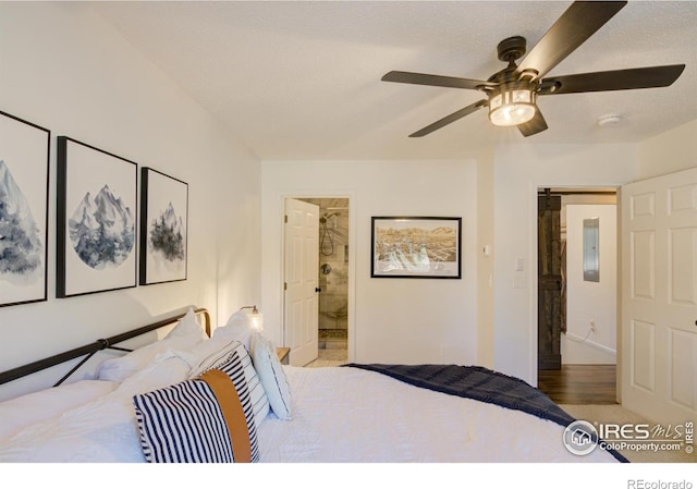 30795 W Ridge Rd, Buena Vista, CO 81211 - bedroom featuring ensuite bathroom and a ceiling fan