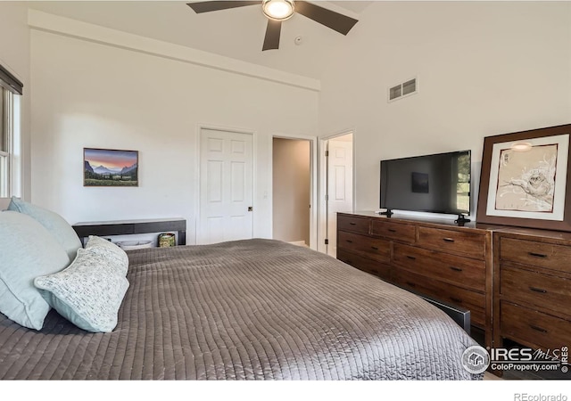 4815 Sugarloaf Rd, Boulder, CO 80302 - bedroom with a towering ceiling and a ceiling fan