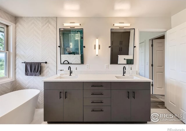 4815 Sugarloaf Rd, Boulder, CO 80302 - bathroom with a freestanding tub and double vanity