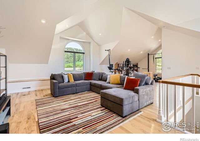 4815 Sugarloaf Rd, Boulder, CO 80302 - living room featuring lofted ceiling and wood finished floors