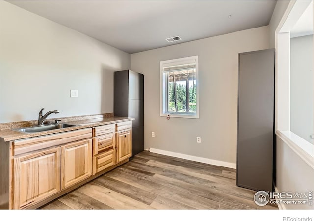 4815 Sugarloaf Rd, Boulder, CO 80302 - kitchen featuring light brown cabinets, light wood-type flooring, and light countertops