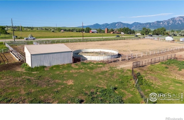 7035 S Boulder Rd, Boulder, CO 80303 - view of yard featuring a view of rural / pastoral area, an enclosed riding area, and a mountain view