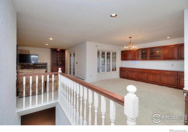 7035 S Boulder Rd, Boulder, CO 80303 - corridor featuring carpet floors, a chandelier, and recessed lighting